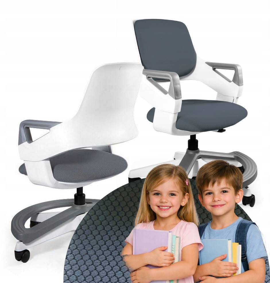 ROOKEE School Seat Rotating Children's Grey with Desk Footrest