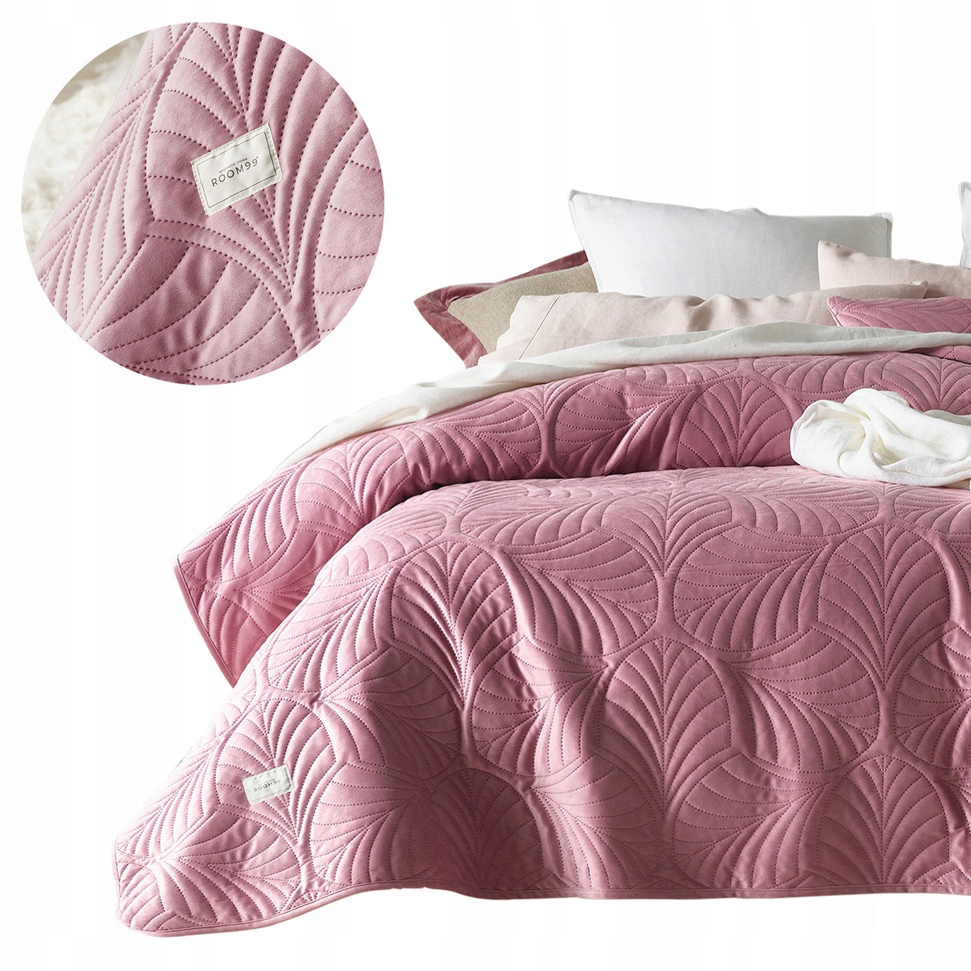 ROOM99 Bedspread 170x210 pink Indian velour sofa quilted Feel