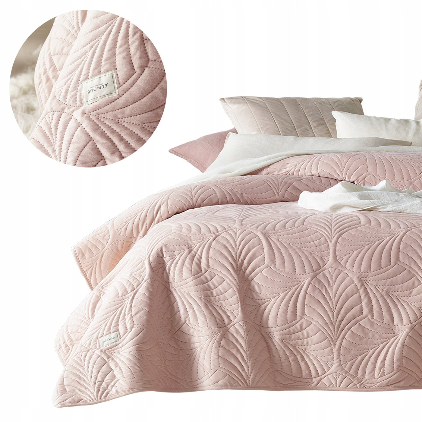 ROOM99 Bedspread 200x220 powder pink velour sofa quilted Feel