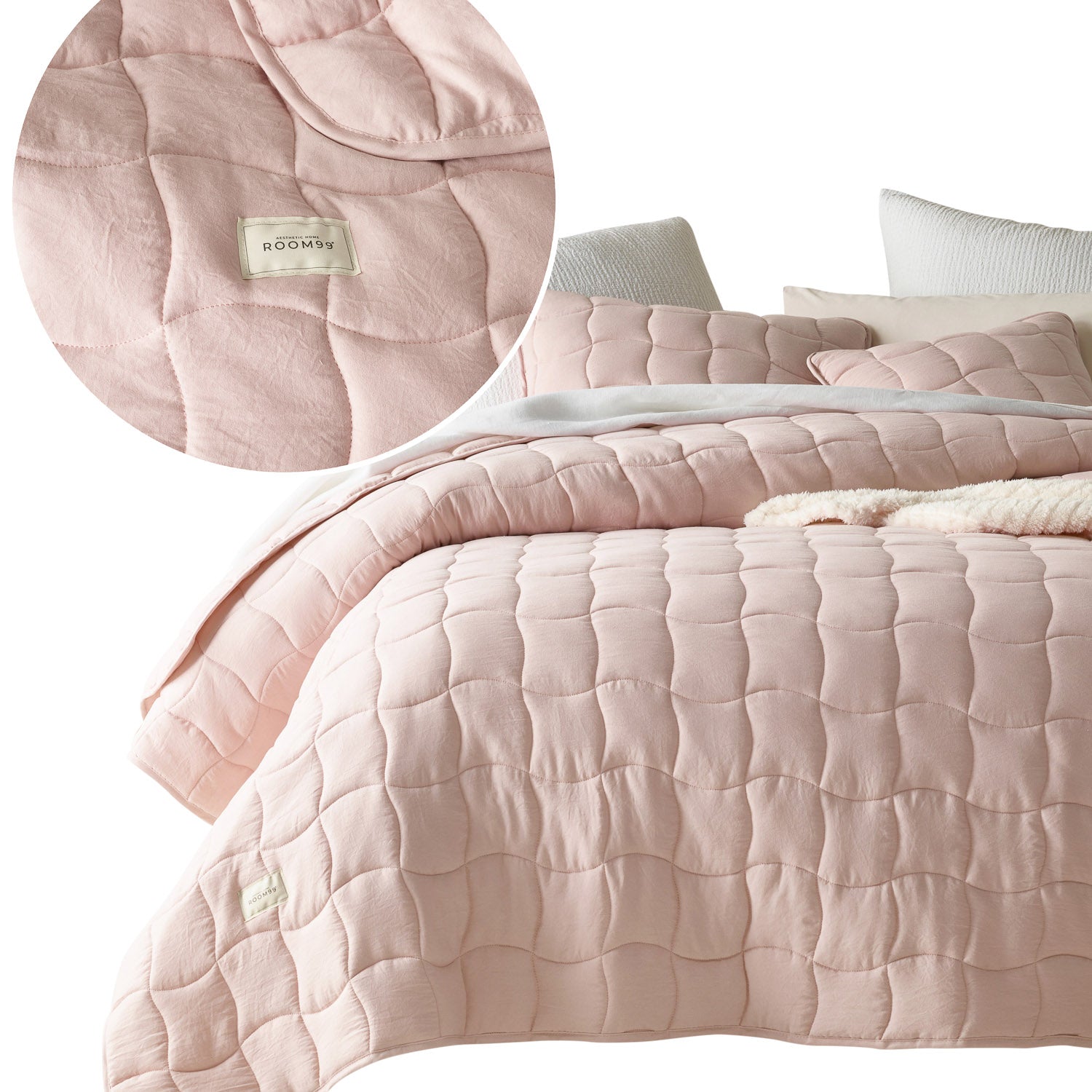 ROOM99 Bedspread 220x240 powder pink quilted PREMIUM Marshmallow