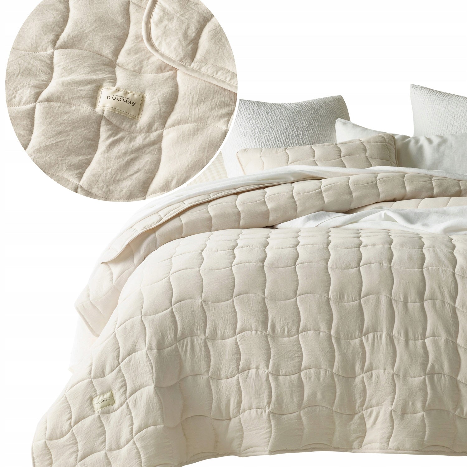 ROOM99 Bedspread 220x240 sofa quilted elegant Marshmallow Color