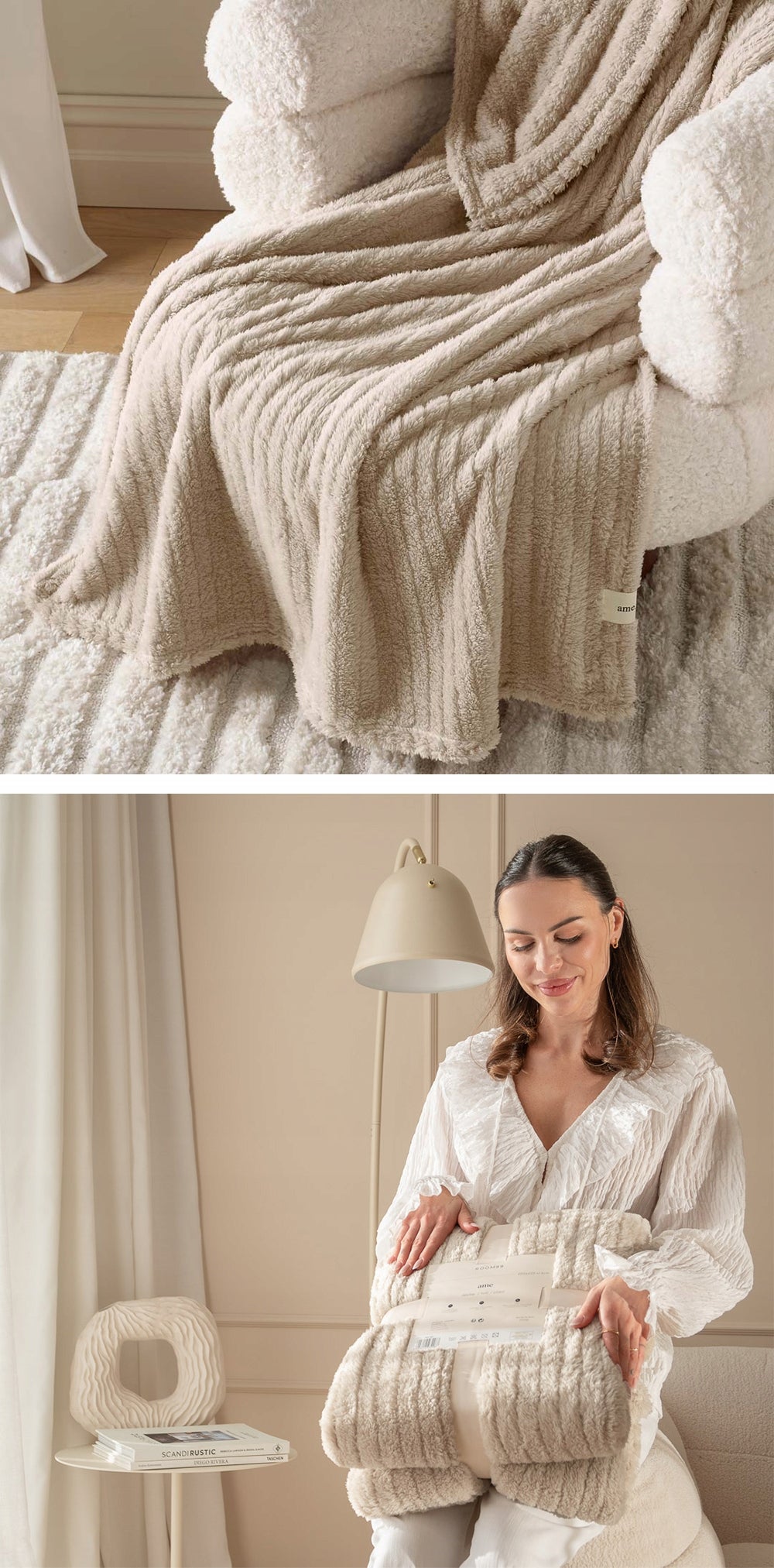 ROOM99 Blanket 200x220 thick double-sided plaid large cozy blanket Ame Colors Manufacturer code Narzuta na łóżko kanapę nowoczesny Premium