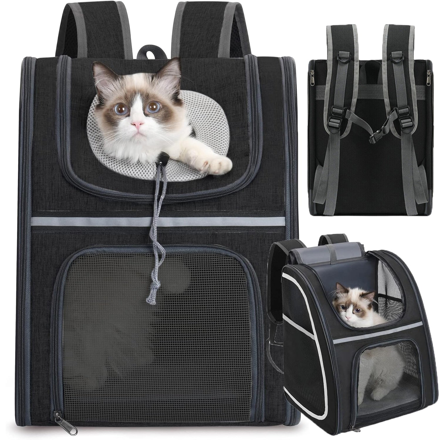 ROOMY AND BREATHABLE BACKPACK TRANSPORTER FOR CAT AND DOG SAFE TRAVEL