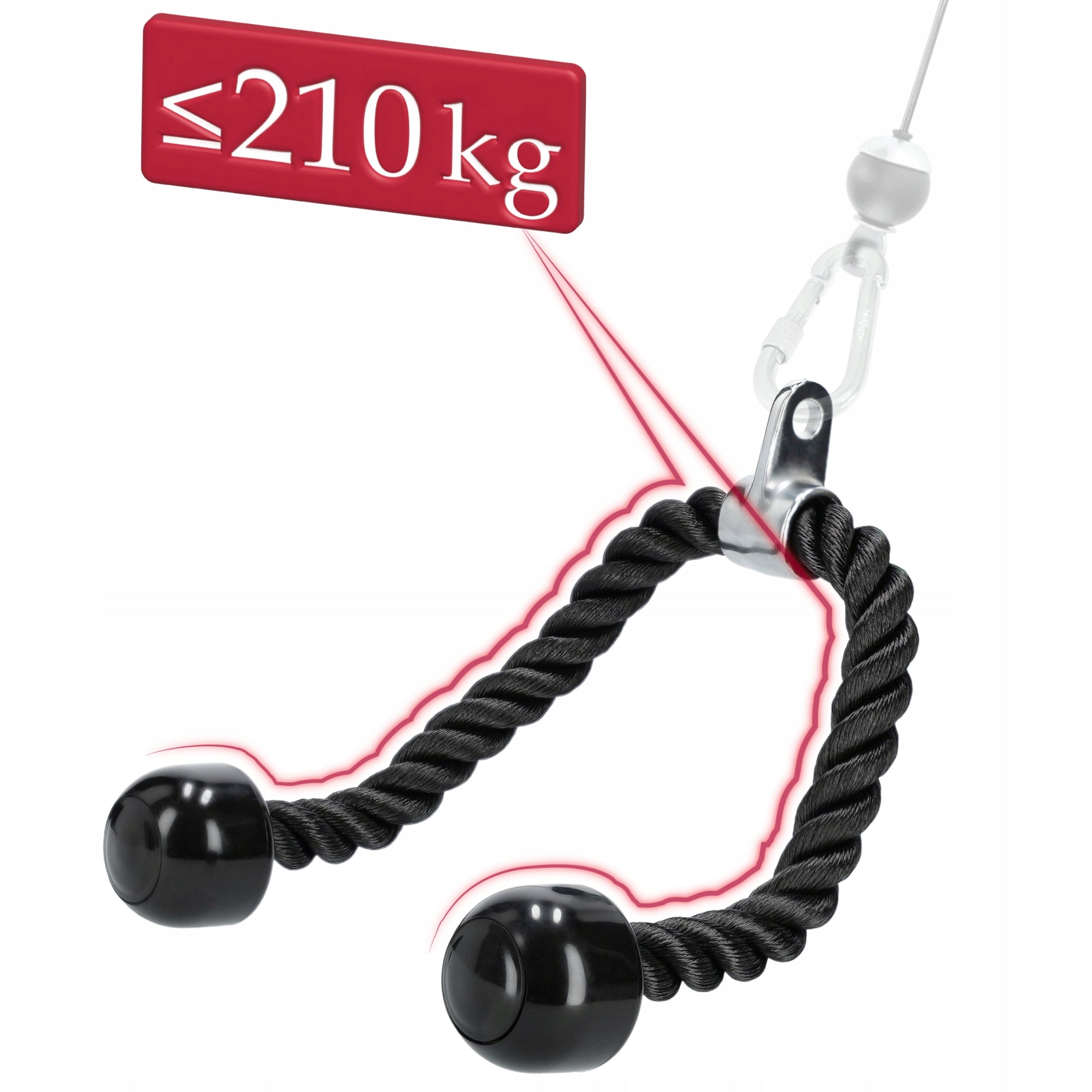 ROPE CORD STRONG HANDLE FOR UPPER LOWER ATLAS LIFT ON TRICEPS POWER Kind upper and lower pulley