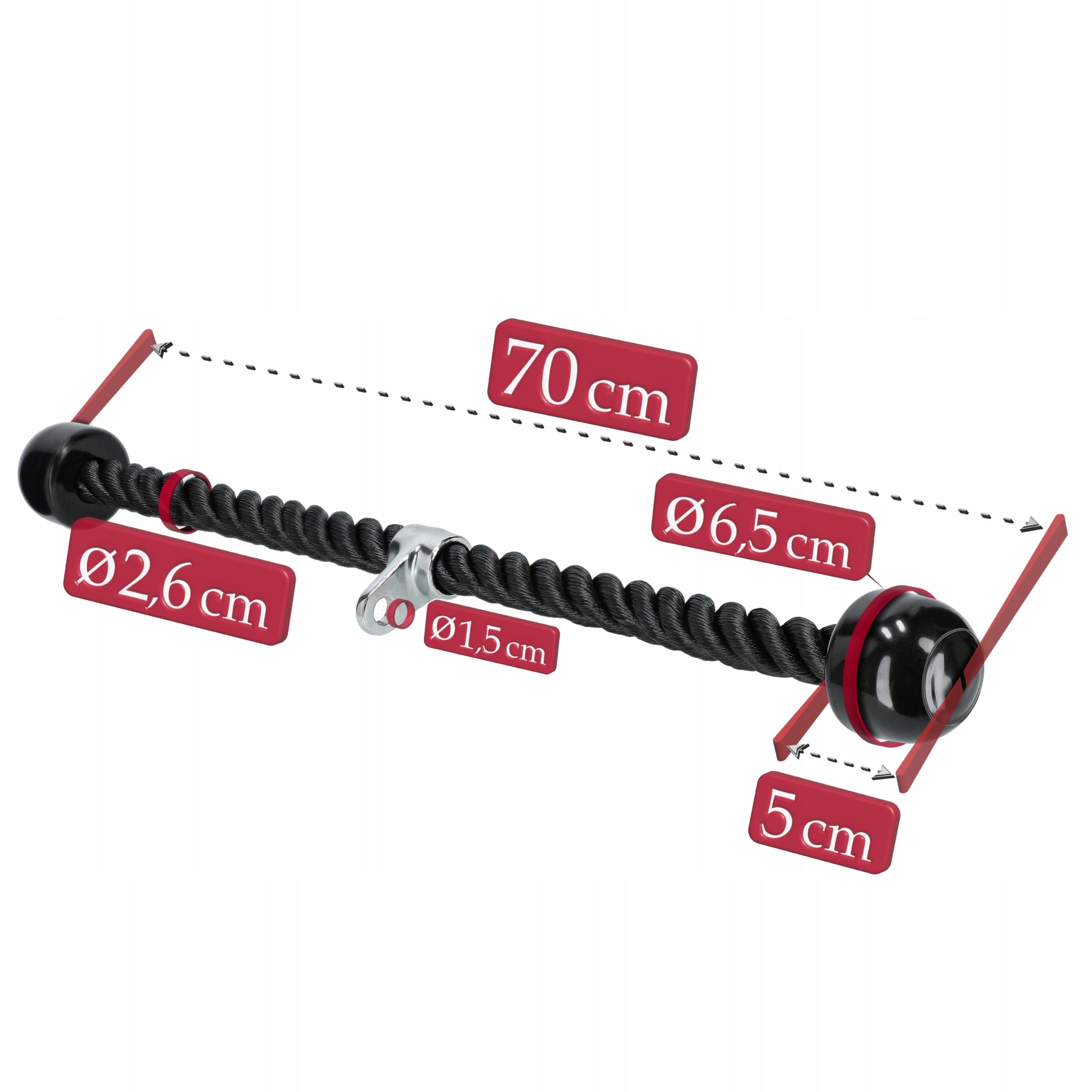 ROPE CORD STRONG HANDLE FOR UPPER LOWER ATLAS LIFT ON TRICEPS POWER Model lina triceps rope na biceps do treningu