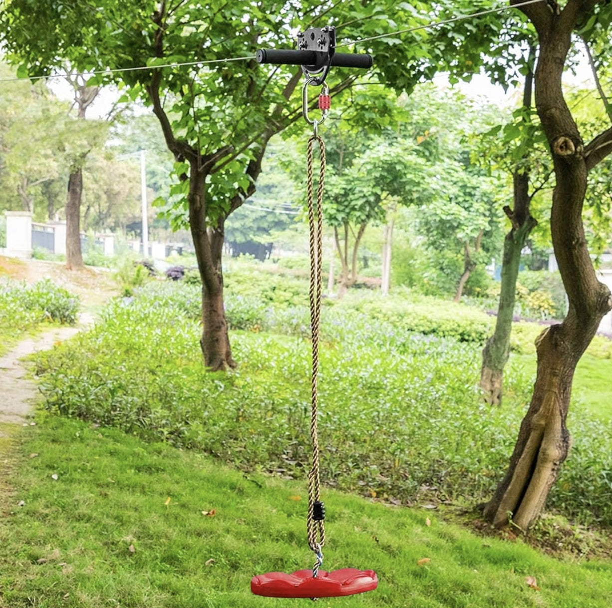 ROPE DOWNHILL FOR CHILDREN SOLID SAFETY SET 120kg 30m Manufacturer code TYROLKA PRZENOŚNY PARK ZJAZD LINOWY