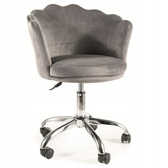 ROSE Velvet Swivel Armchair Grey Bluvel 14 Office Studio Modern