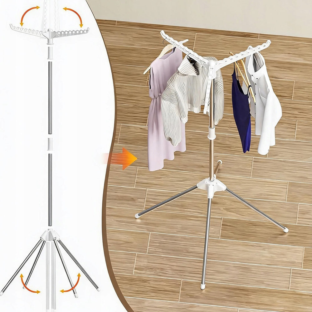 ROTARY DRYER 3 ARMS 27 HOLES 360° FOR CLOTHES BALCONY TERRACE WHITE Kind Portable
