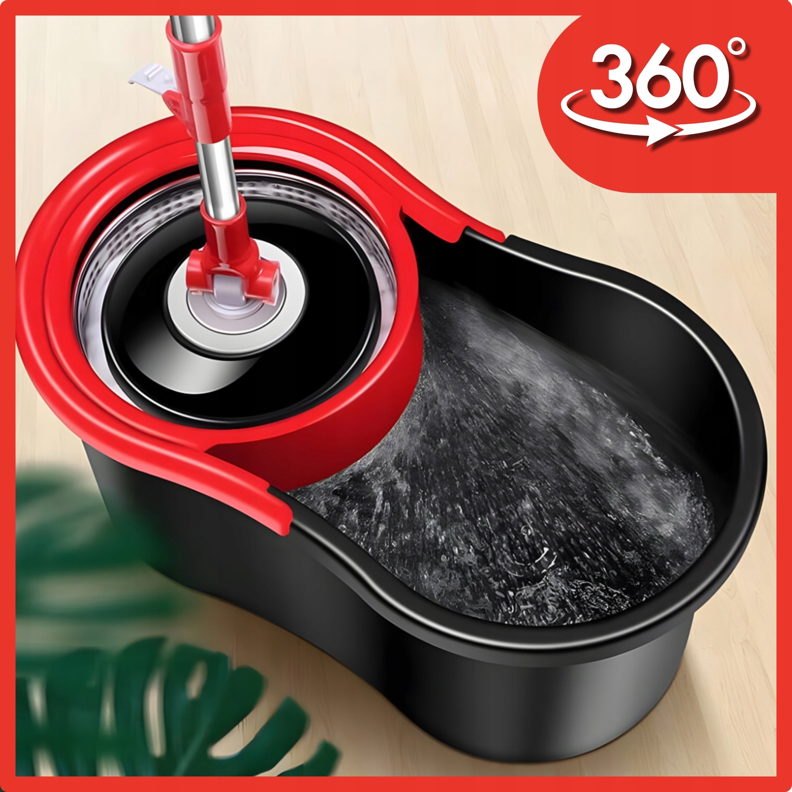 ROTARY FLOOR MOP WITH TWO-CHAMBER BUCKET CARTRIDGES+FREEBIE SPONGES Packaging status original