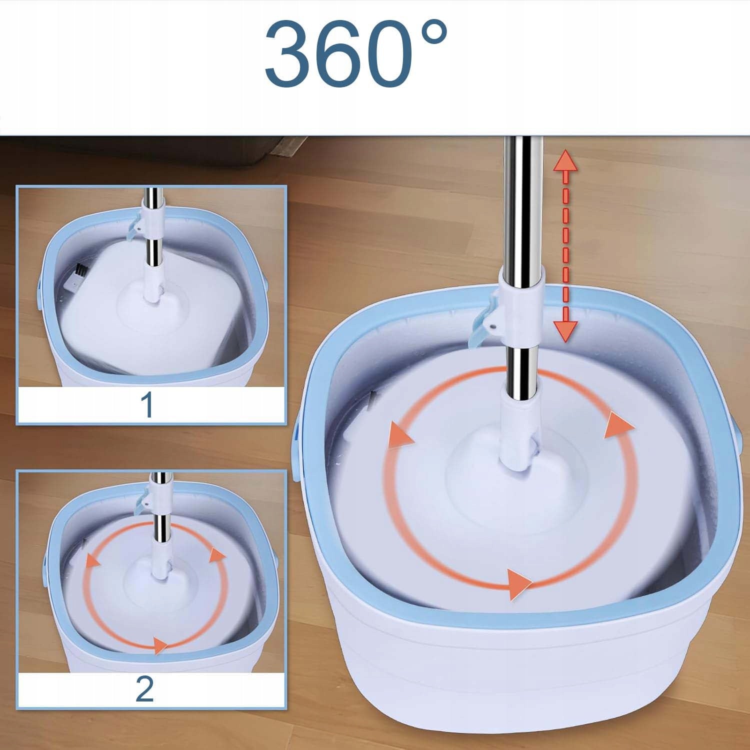 ROTARY MOP WITH BUCKET ROTARY TWO CHAMBER SQUEEZER ROUND DISPENSER Manufacturer code BEZDOTYKOWY MOP