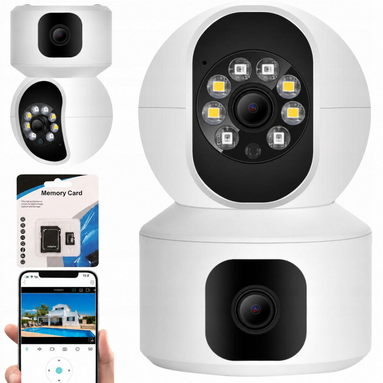 ROTATING WIFI IP CAMERA INTERNAL BABY MONITOR ELECTRONIC TWO LENSES 3MPx