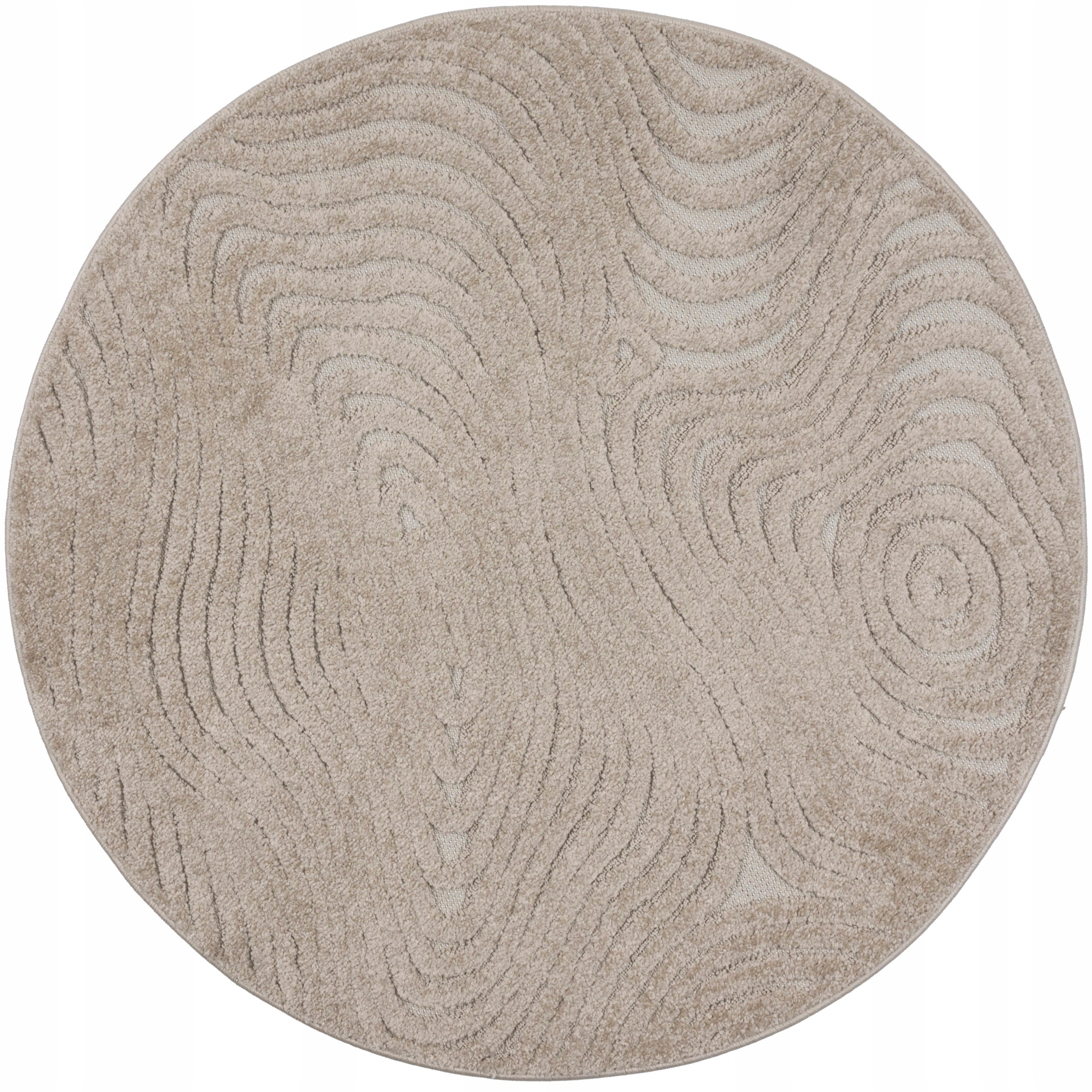 ROUND CARPET 120cm for Living Room for Bedroom BOHO Modern Two-Tier Beige