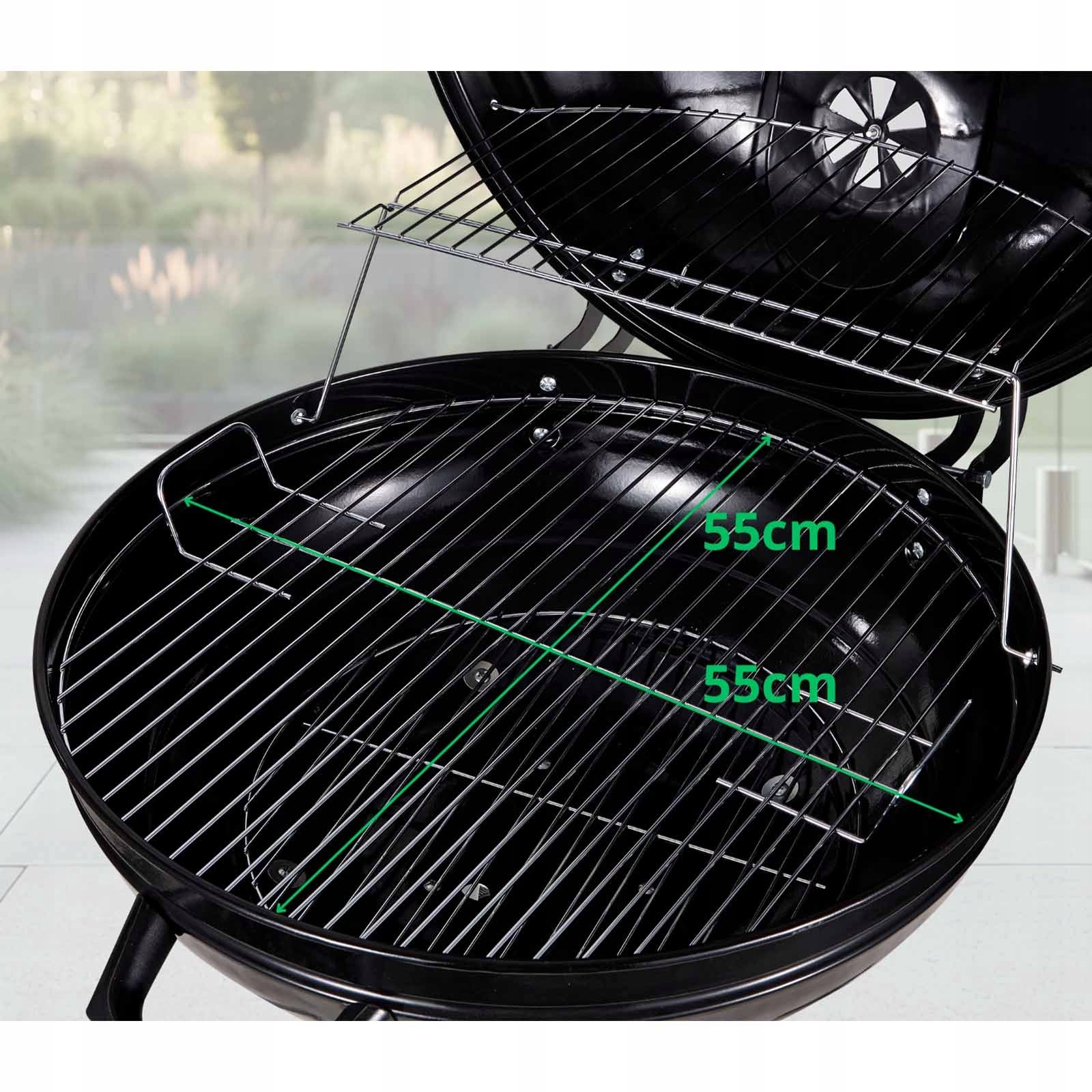 ROUND CHARCOAL GARDEN GRILL WITH LID WITH GRATE THERMOMETER BLACK LIDO Grill depth 53 cm