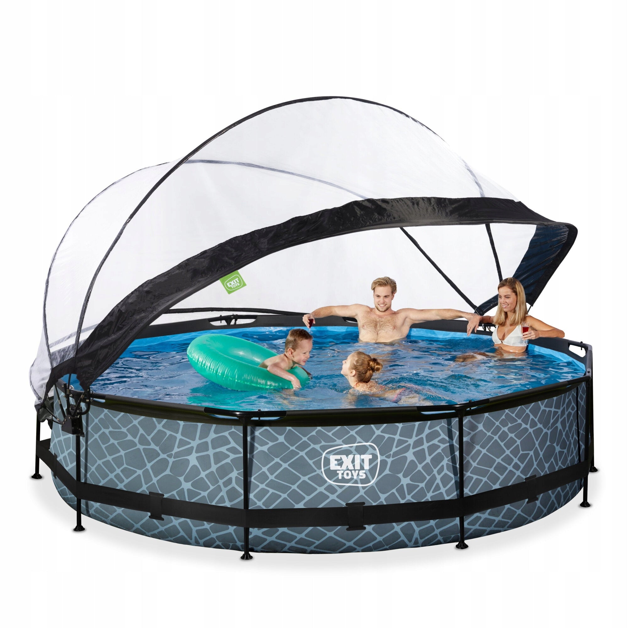 ROUND GARDEN POOL 360X76 CM WITH FILTER PUMP AND ROOF GREY Manufacturer code 30.32.12.00