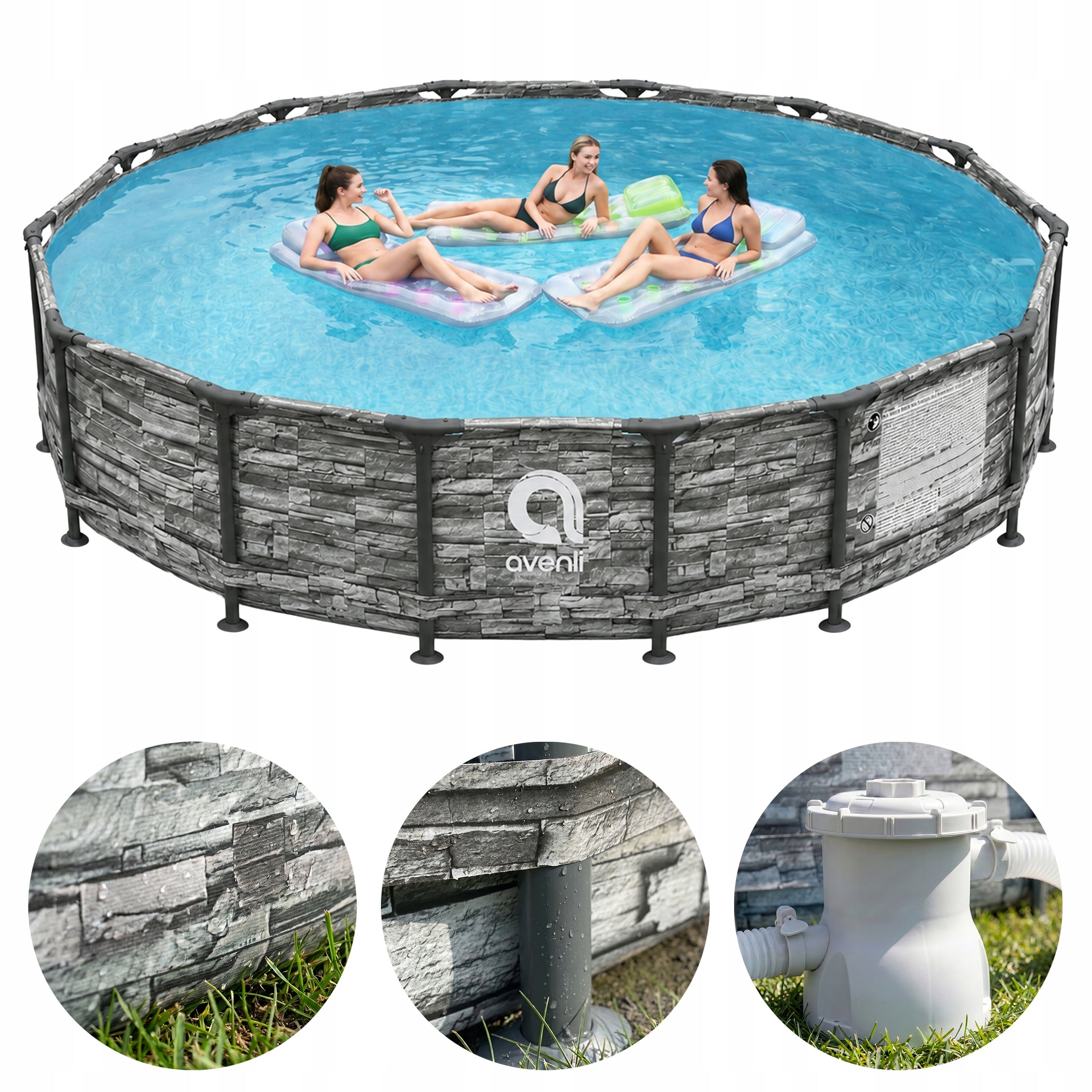 ROUND GARDEN RACK POOL AVENLI BRICK WITH PUMP 457x107 SET