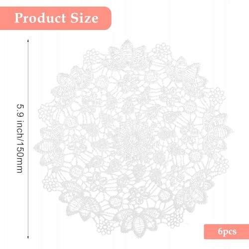 ROUND LACE WHITE VINTAGE TABLE RUNNERS GIFT 6 PIECES Manufacturer code Bez marki