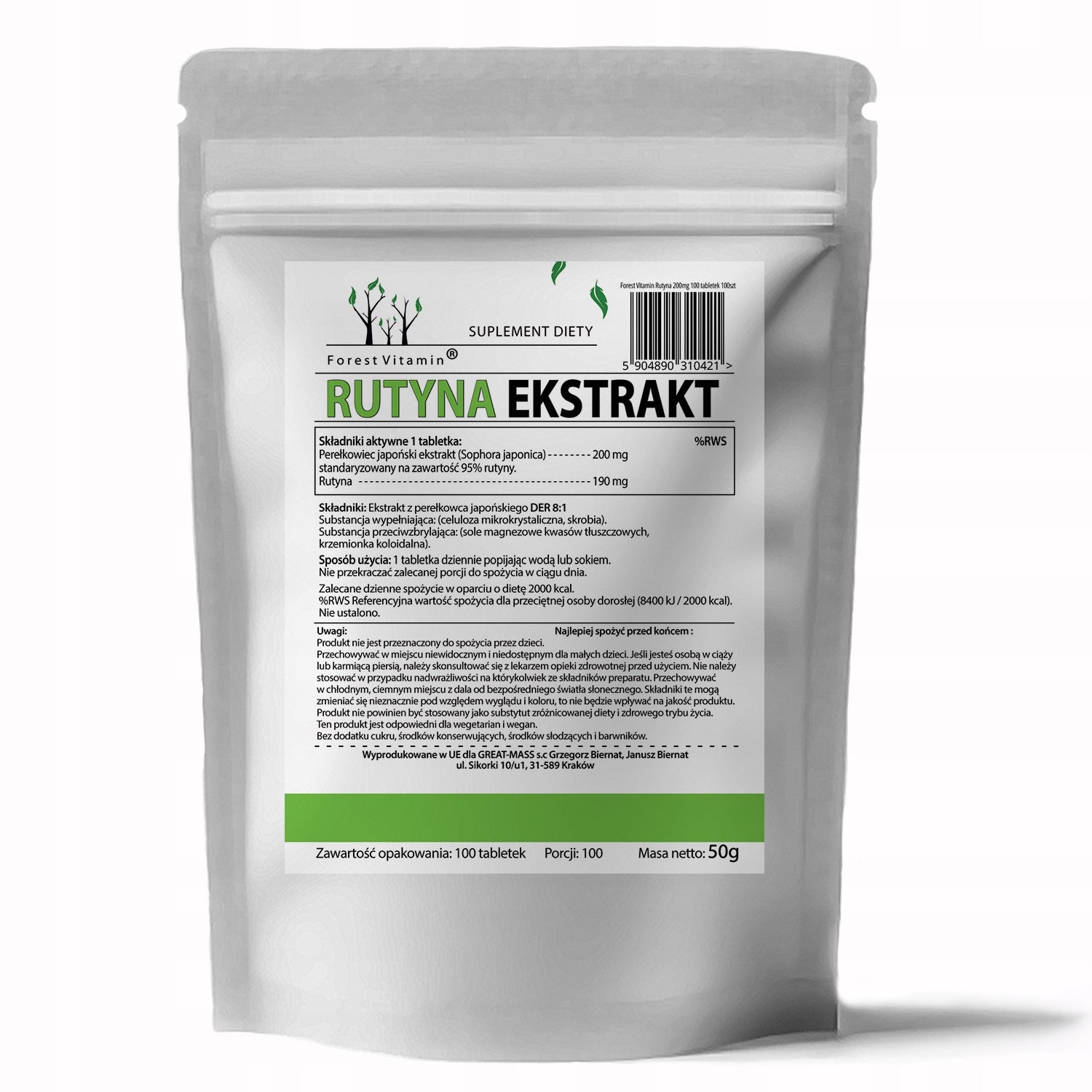 ROUTINE RUTIN 100 tab NATURAL VASCULAR HEALTH KRW Brand Forest Vitamin