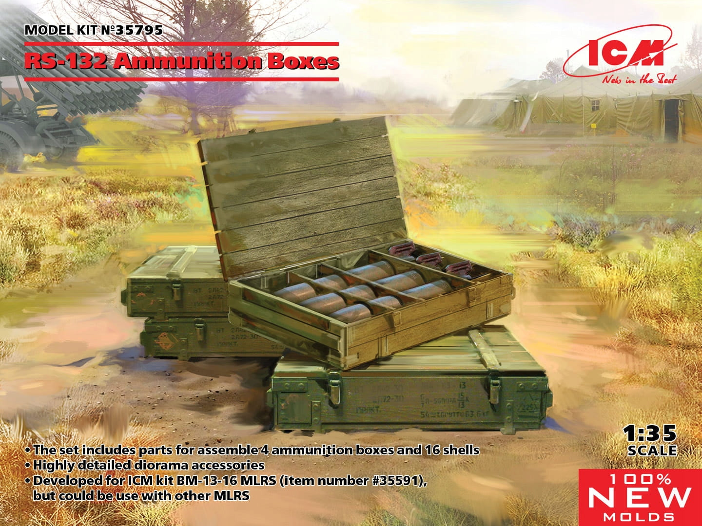Selbstklebendes Modell ICM 35795 RS-132 Munitionskisten 1/35