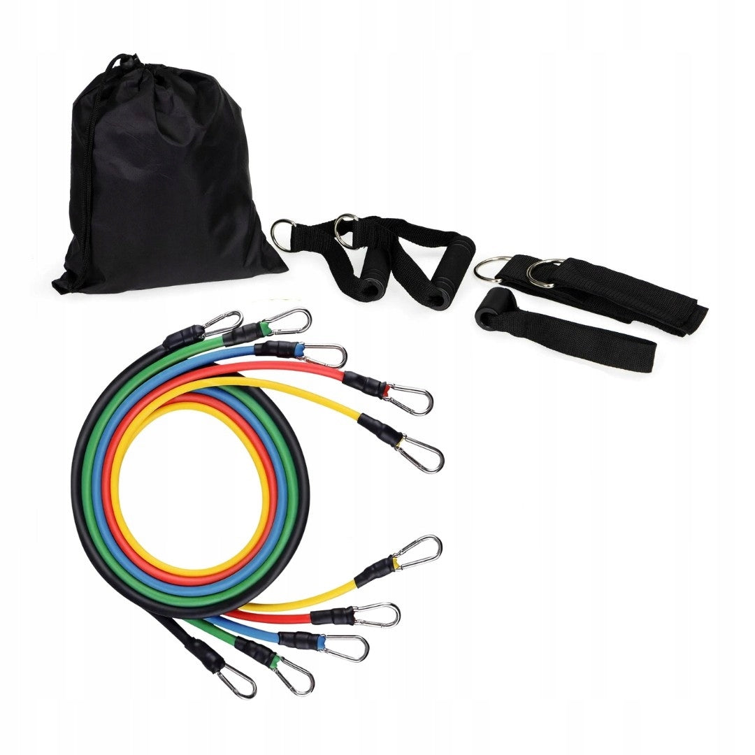 RUBBER EXERCISE EXPANDERS - SET OF 5 RESISTANCE RUBBERS + BAG + HANDLES