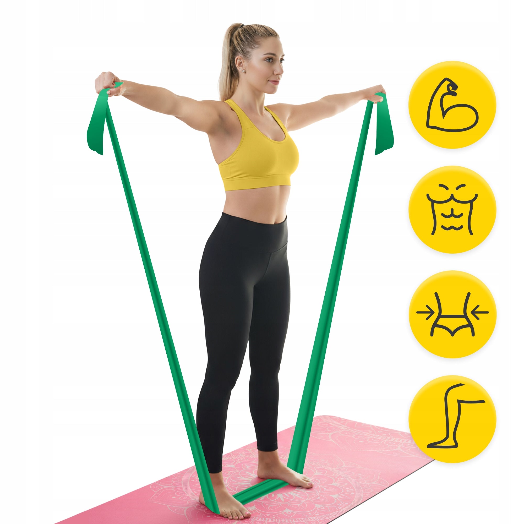 RUBBER EXERCISE TAPE REHABILITATION STRETCHING TRAINING ROLL 30M RESISTANCE 3/5 Width 150 mm