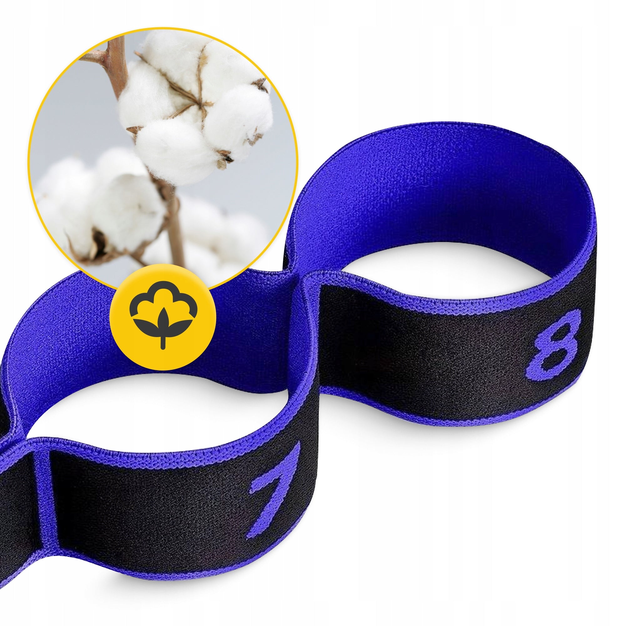 RUBBER GYMNASTIC TAPE FOR STRETCHING REHABILITATION 8 LOOPS Model Taśma gimnastyczna do rozciągania 90 cm - fiolet