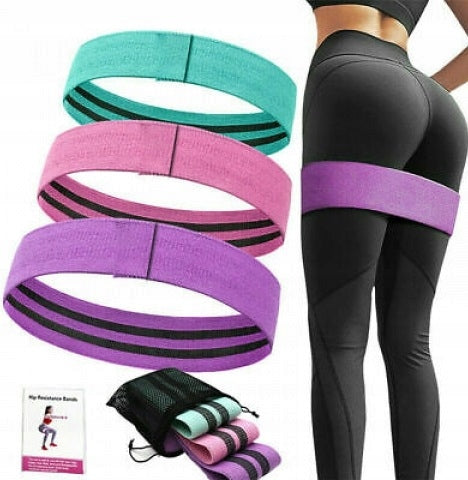 RUBBER RESISTANCE BANDS FOR EXERCISE FITNESS thighs buttocks belly hip band 3 PCS Packaging status original