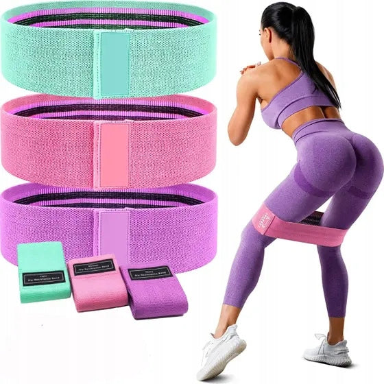 RUBBER RESISTANCE BANDS FOR EXERCISE FITNESS thighs buttocks belly hip band 3 PCS