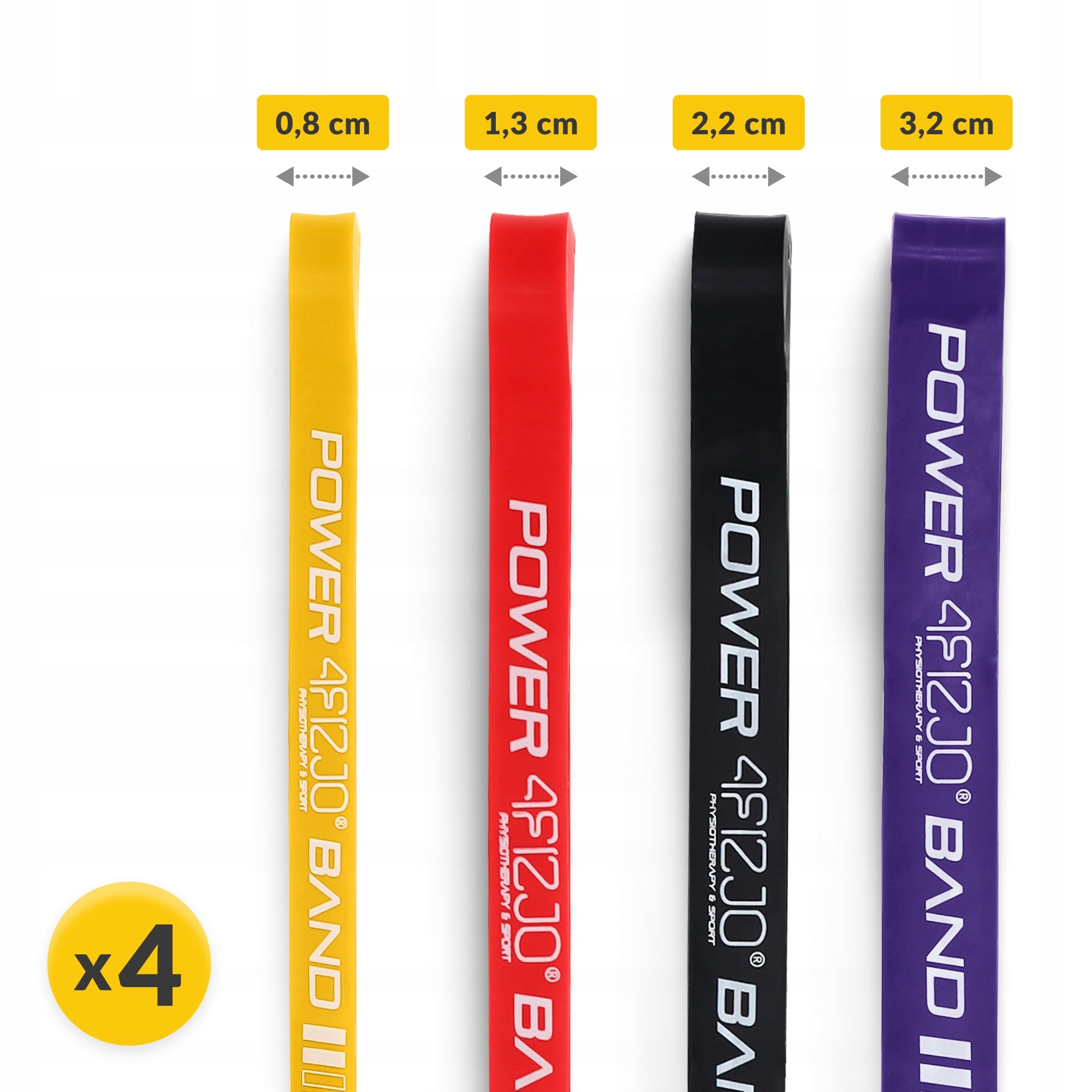 RUBBER RESISTANCE BANDS POWER BAND FOR EXERCISE FITNESS TRAINING SET OF 4 Packaging status original