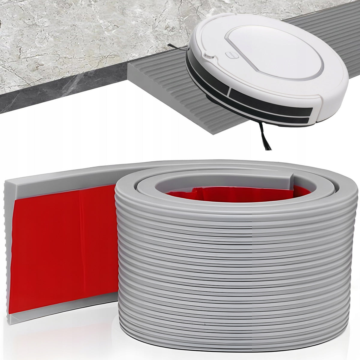 RUBBER THRESHOLD RAMP 500KG LIFTING CAPACITY FOR ROBOTS VACUUM CLEANING 150x8CM
