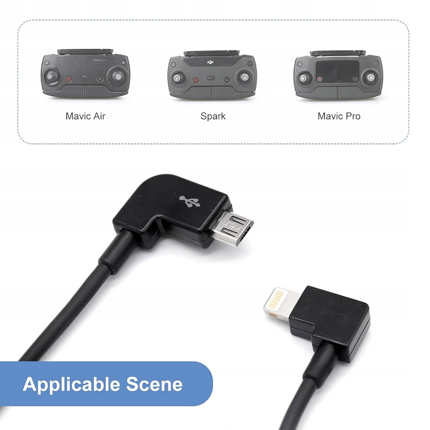 RUIZHI data cable, 29 cm DJI Mavic Pro/Mavic Mini/Spark 2pcs Manufacturer code KABEL OTG DO PILOTA MICRO DO LIGHTNING 30CM
