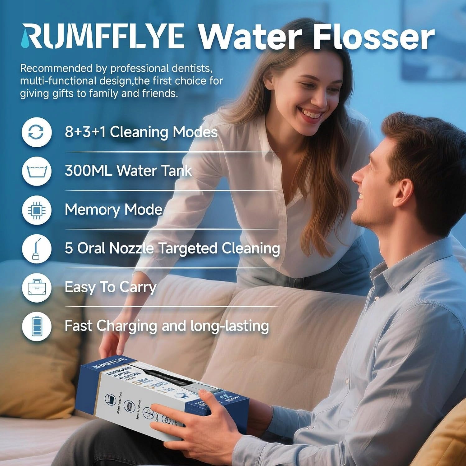 RUMFFLYE Wireless Electric Oral Irrigator, 5 Nozzles, 300 ml Brand no brand