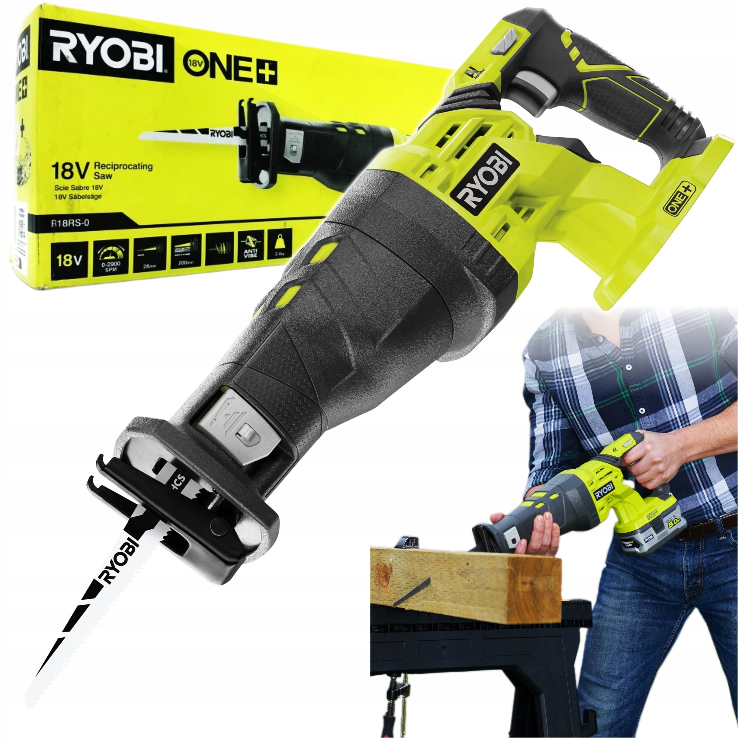 RYOBI CORDLESS RECIPROCATING SAW FOX 18V SOLO RYOBI R18RS-0 JIGSAW