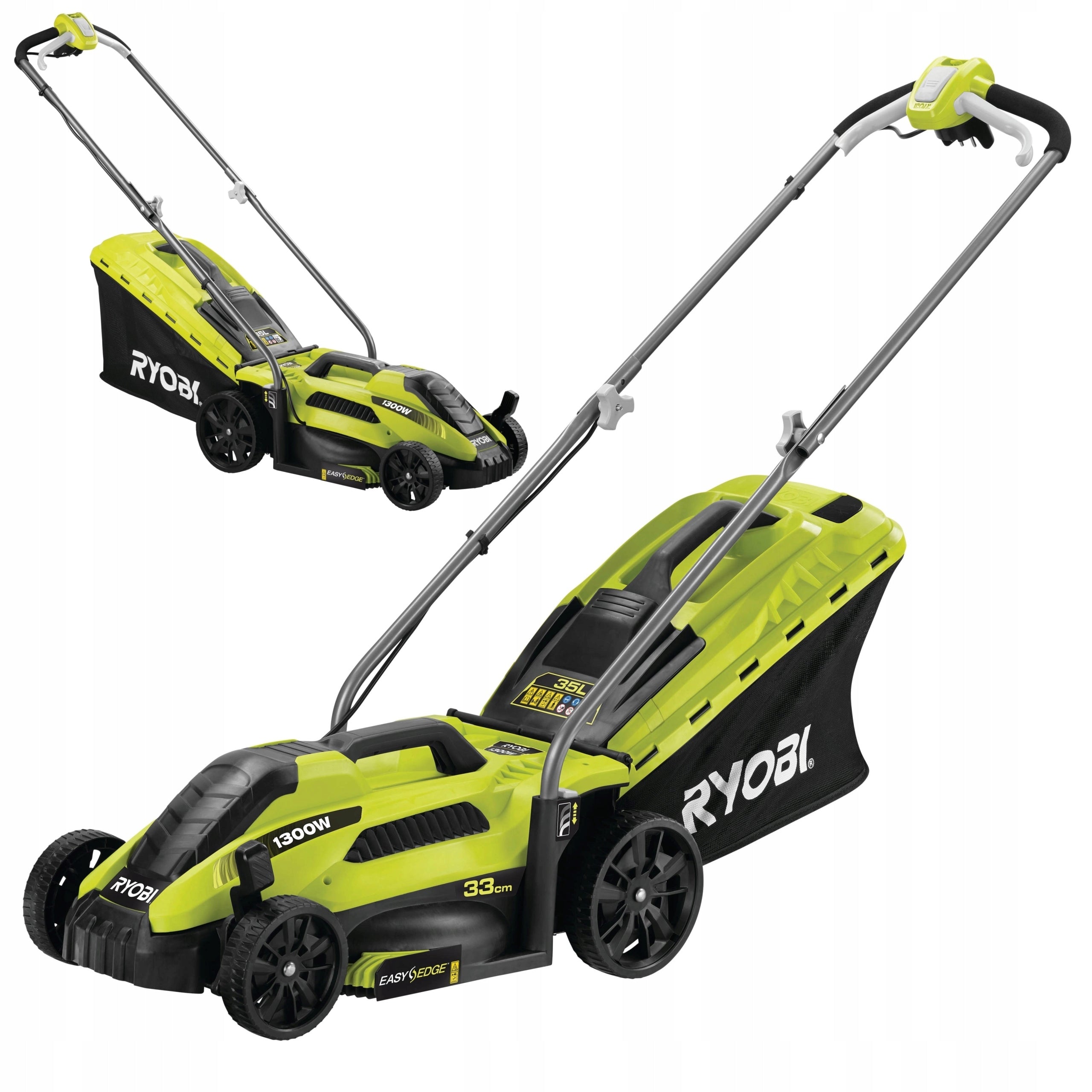 RYOBI ELECTRIC MOWER 33cm GRASS BASKET 35L RYOBI RLM13E33S 1300W