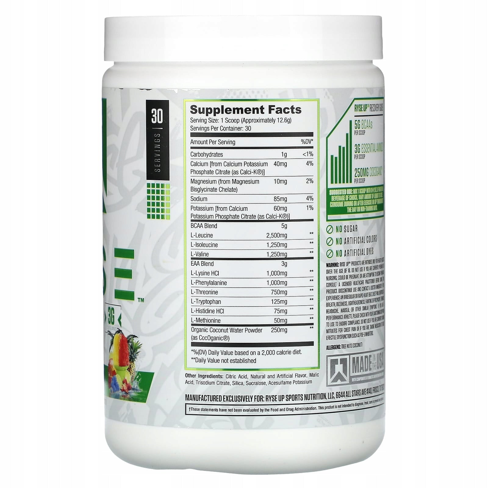 RYSE, BCAA/EAA, Tropical Snocone, 378 g Expiration date at least 3 months from the date of purchase
