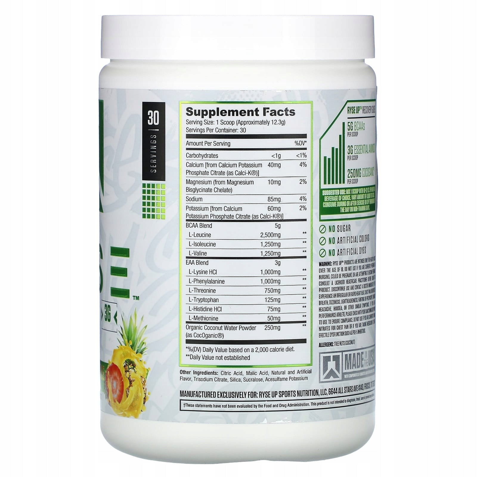 RYSE, BCAA/EAA, strawberry, pineapple, 369 g Expiration date at least 3 months from the date of purchase