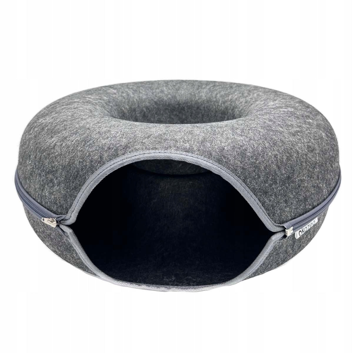 Rabbit cat bed tunnel felt house two-piece round donut Brand Okazeo