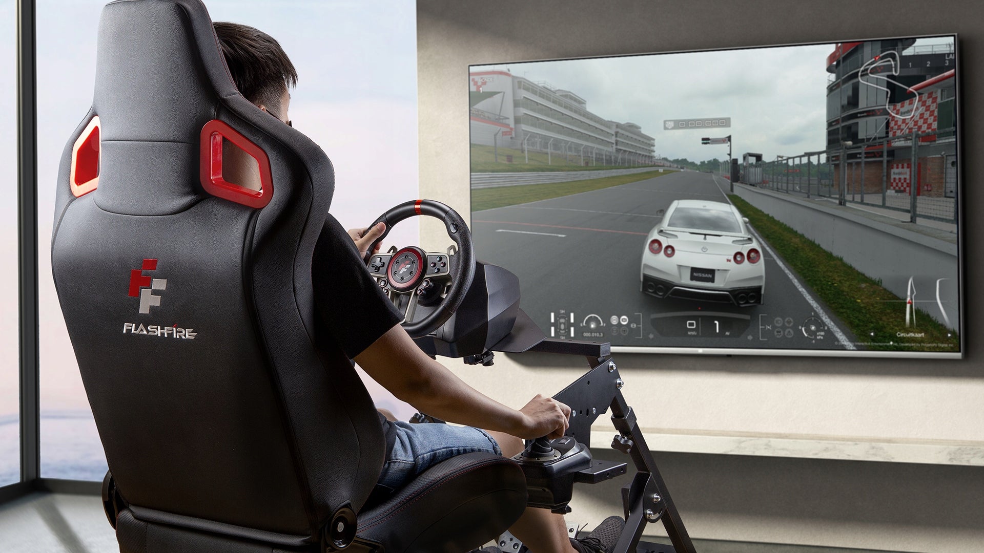 Racing cockpit for Simracing (Fotel+stand) - FlashFire SET Furniture height 59 cm