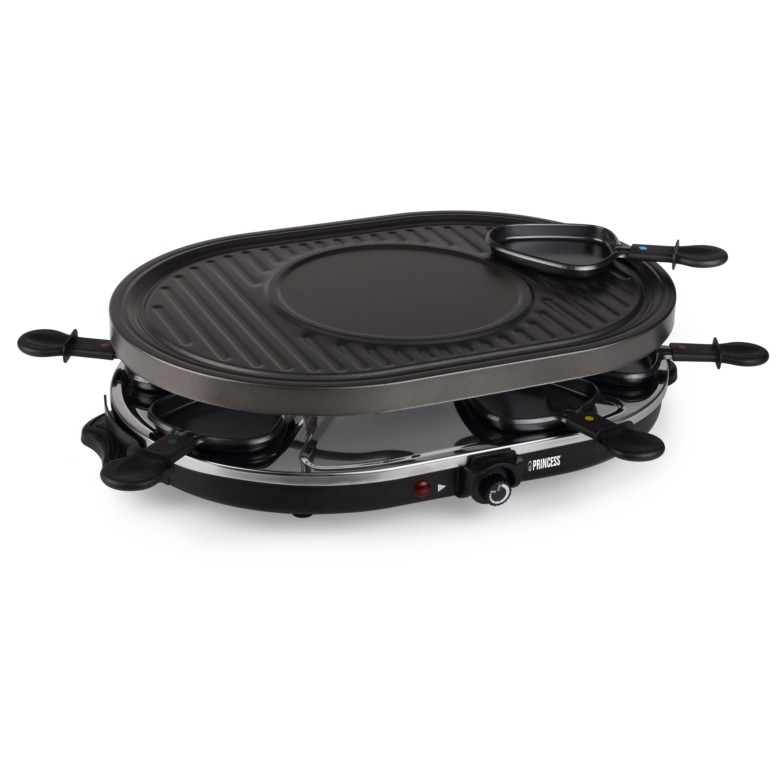 Raclette Grill Princess 162700 – 3-in-1 Oval, 8 Pans, Crêpe Zone, Non-Stick Brand Princess