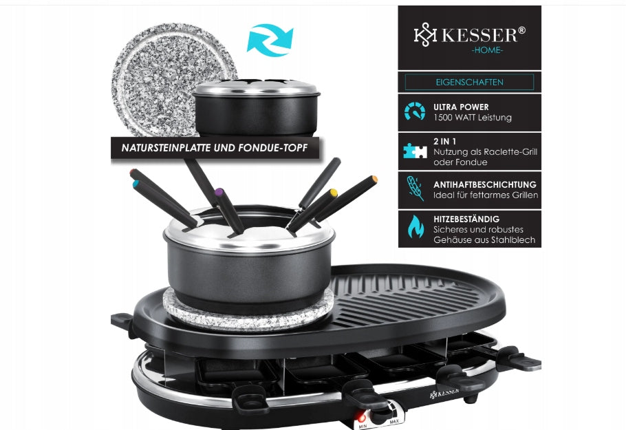 Raclette electric grill KESSER black 1500 W Power rating 1500 W