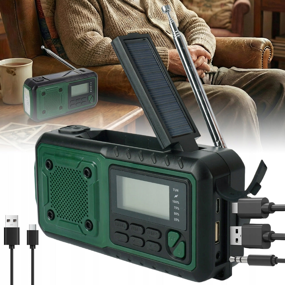 Radio Crank Portable Solar Dynamo Emergency Flashlight Powerbank 4000mah Packaging status original