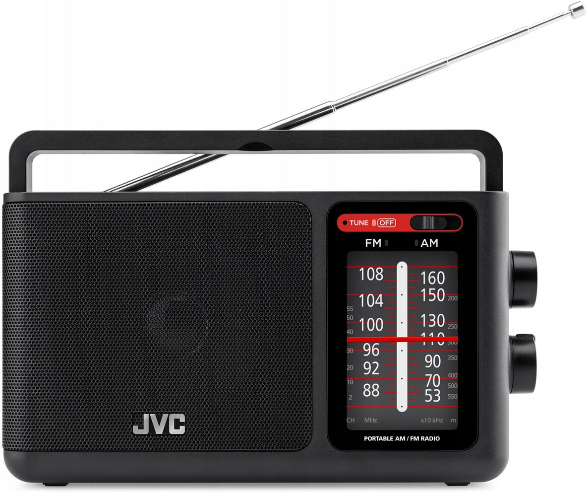 Radio JVC RA-E435B Analog Portable Black Power supply mains-battery