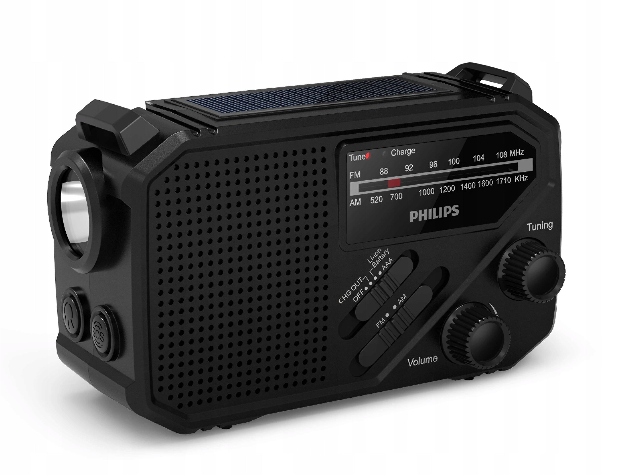 Radio Philips TAR1609 AM FM with SOS flashlight USB solar battery Packaging status original