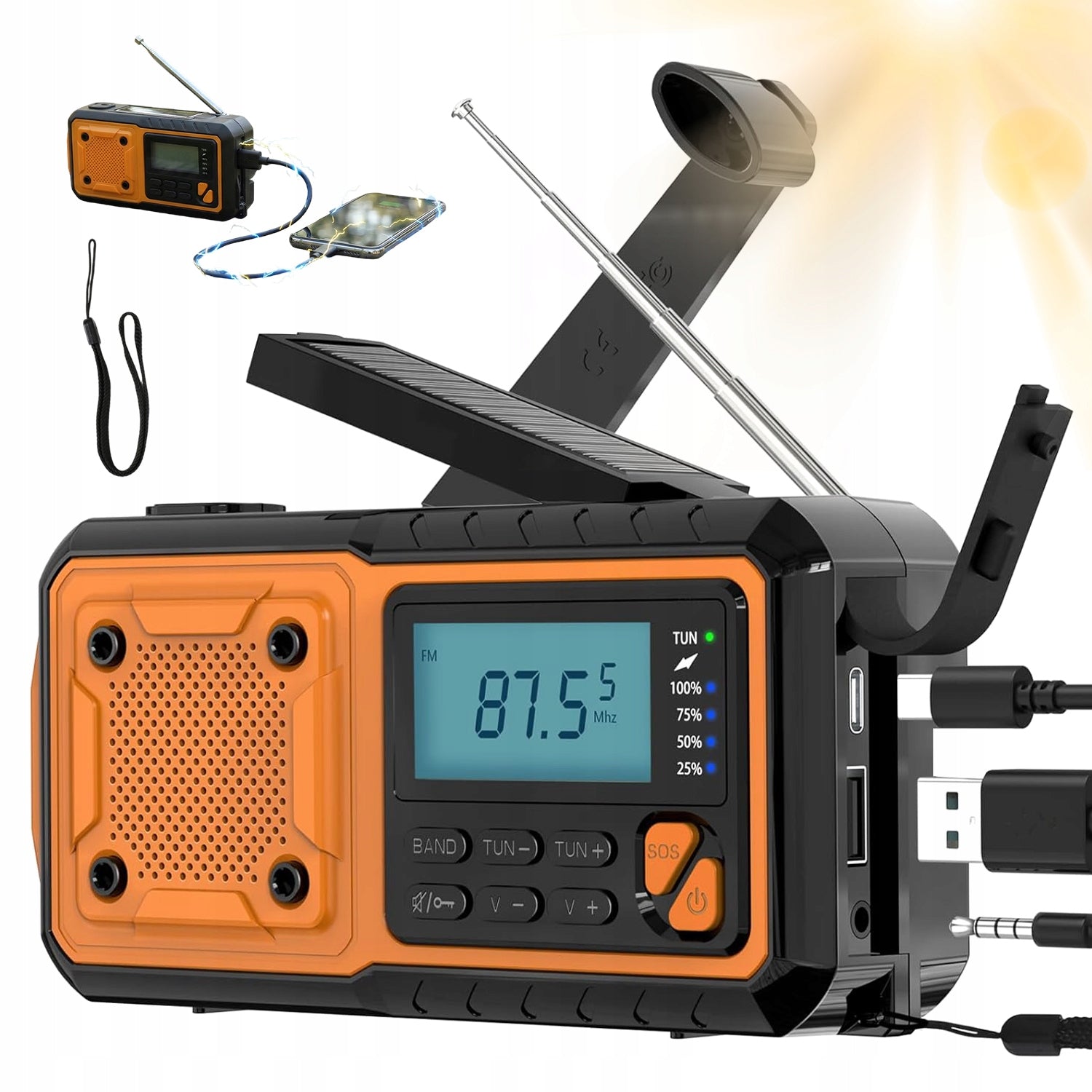 Radio With Long Antenna Alarm Sauce For Camping And Hiking POWERBANK