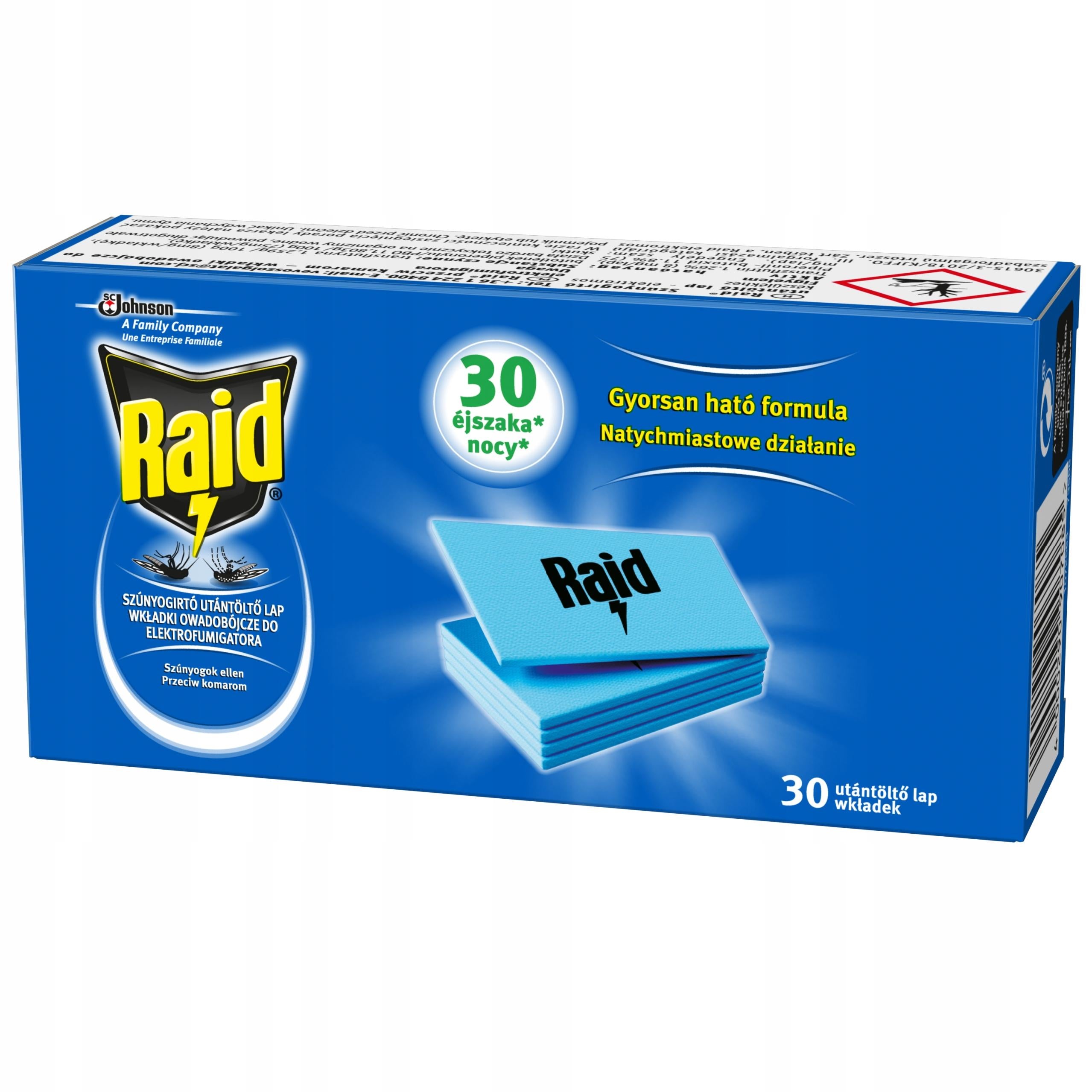 Raid against mosquitoes - insecticide inserts for contact device 30 pcs