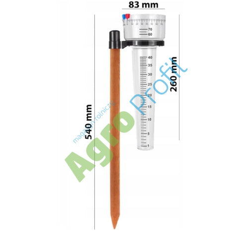 Rain gauge precipitation measurement PREMIUM set with wooden stick Power supply mains