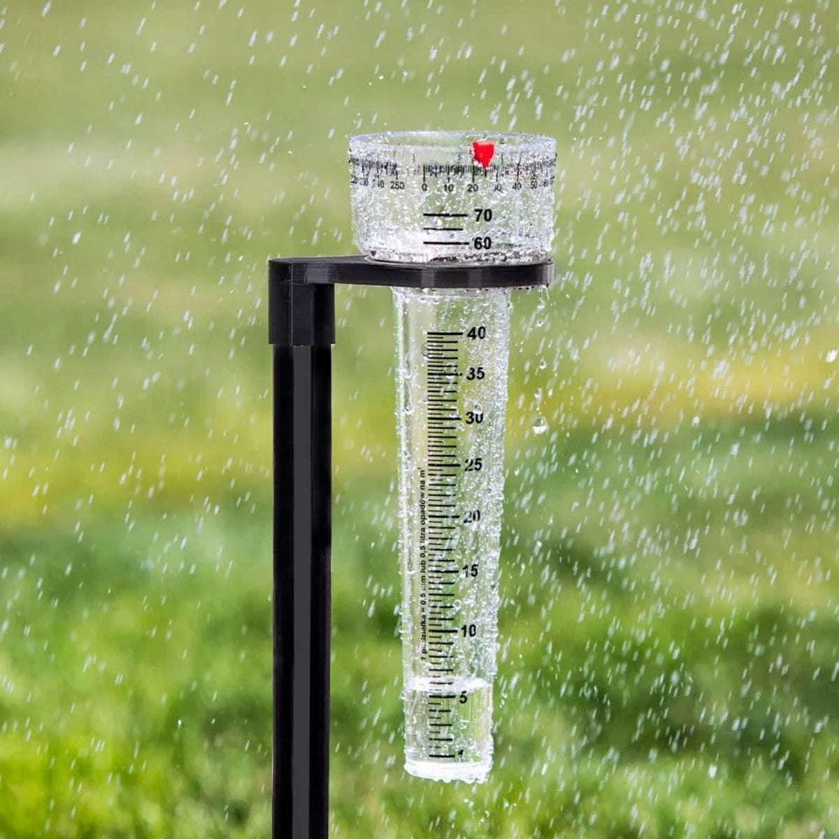 Rain gauge with stick FOLD Precision gauge up to 70 mm/m² Power supply no power supply