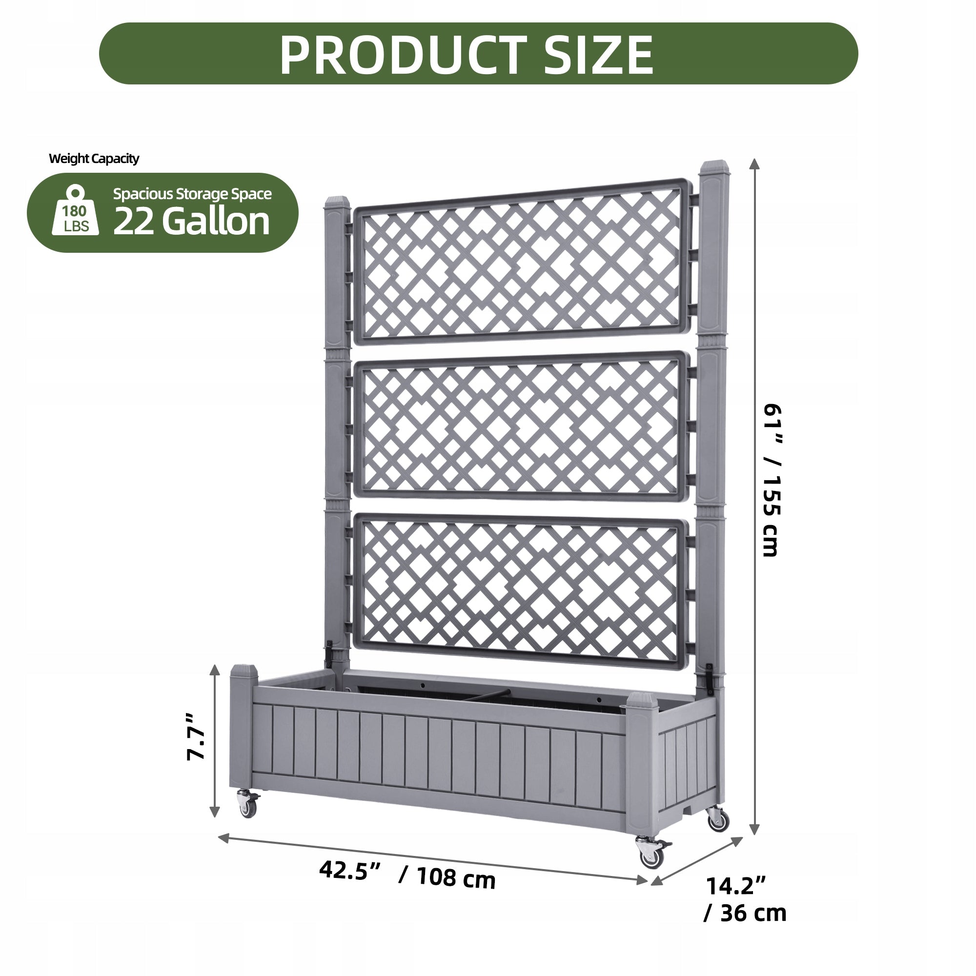 Raised Bed, Garden Vegetable Box, with Trellis 108.5x44x155cm, 80L, Brown Brand no brand