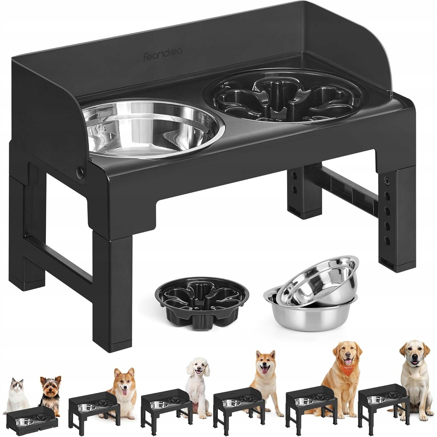 Raised Dog Bowl with Stand, Adjustable Elevated Dog Bowl Device type bowl stand
