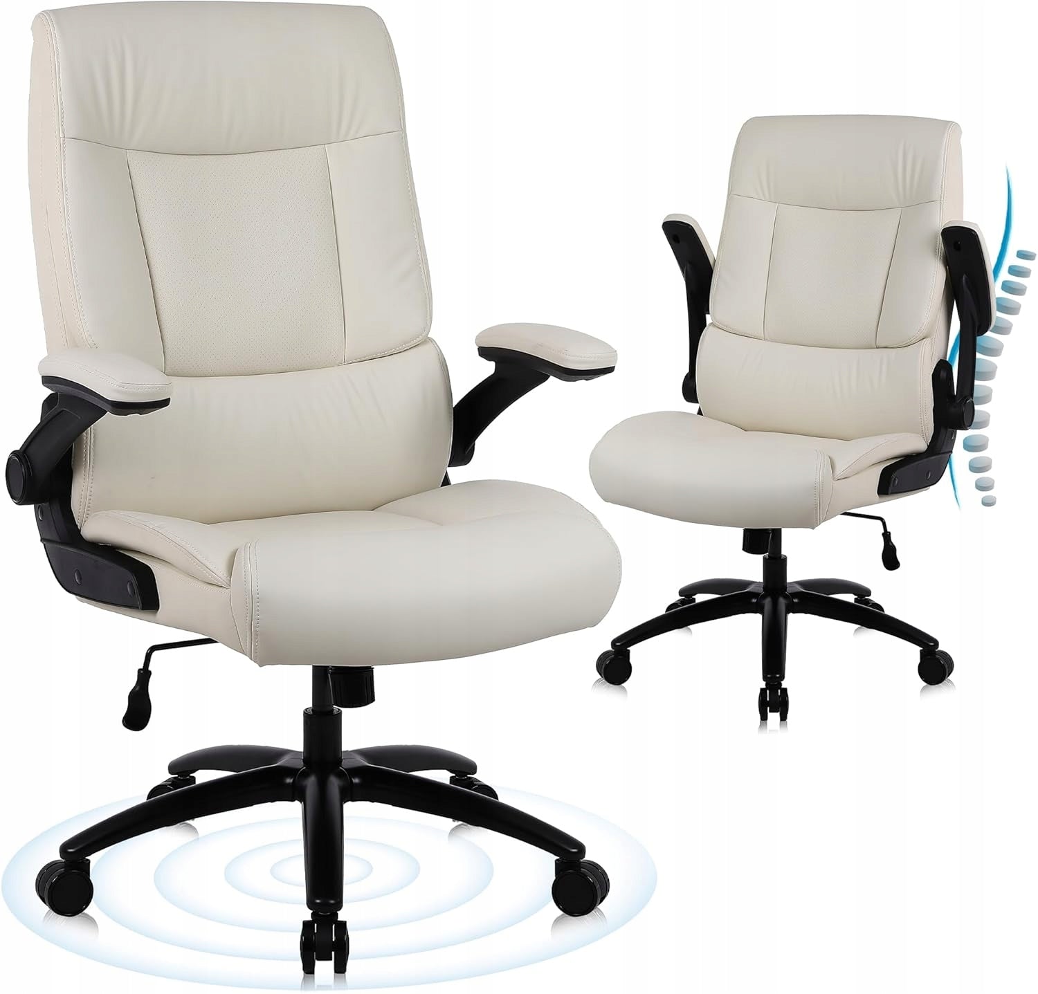 Ralex-chair Fotel Biurowy Obrotowy Ergonomiczny regulowany 200KG PU Beżowy