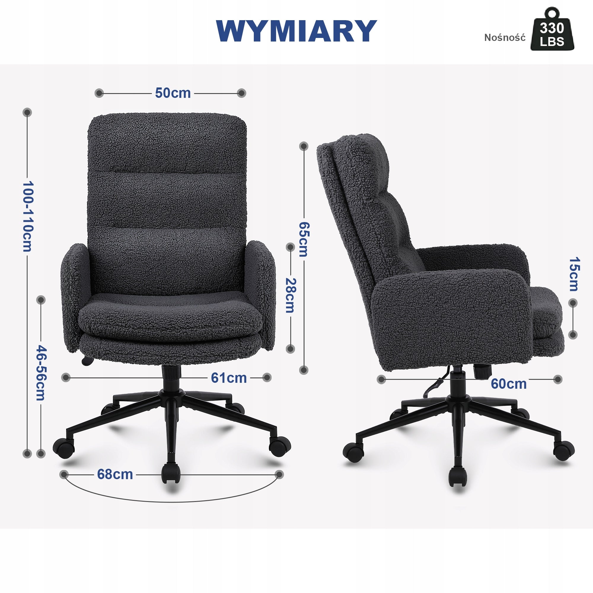 Ralex-chiar Krzesła biurowe do domu, sztuczna kaszmir,kremowe Manufacturer code YG7007HDG